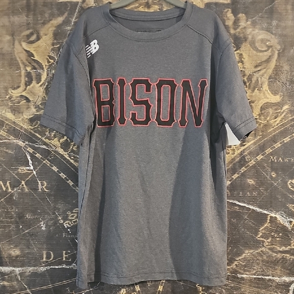 New Balance Gray and Red Kids Short Sleeve Tee - Picture 1 of 4